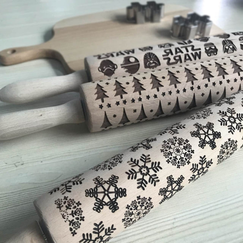Christmas Embossing Rolling Pin