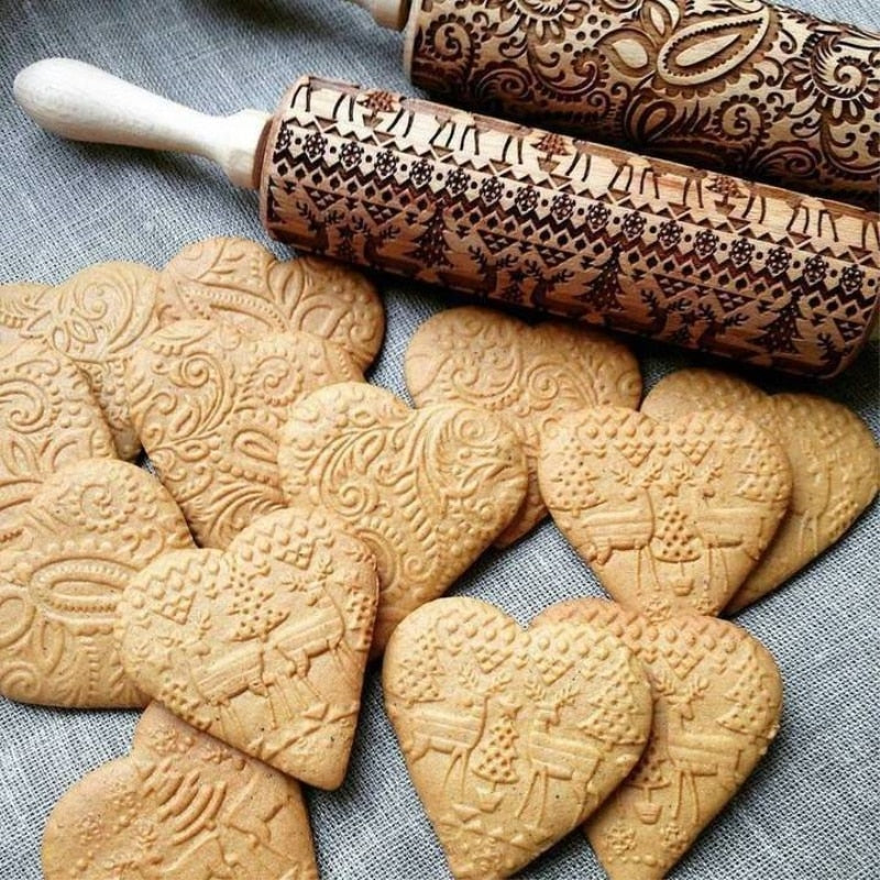 New Style Embossing Rolling Pin Baking Cookies Noodle Biscuit