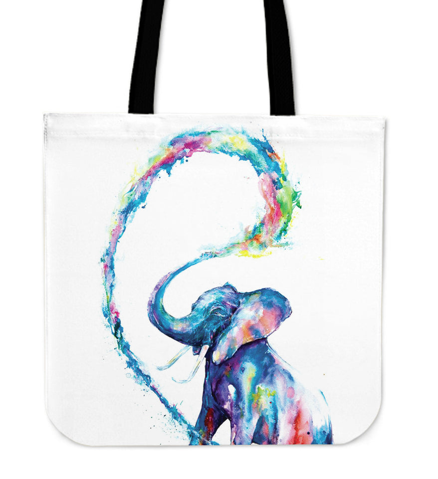 Colorful Elephant Linen Tote Bag