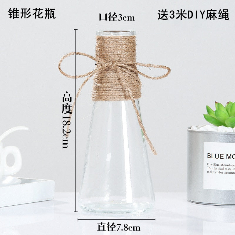 DIY Transparent  Bottle Flower Vase with String
