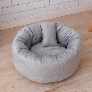 Cozy Round Fleece Cat Nest with Cushion