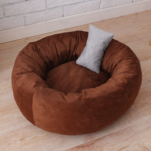 Cozy Round Fleece Cat Nest with Cushion