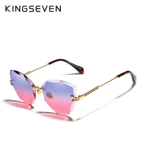 GORGEOUS Rimless Diamond Cutting Cat Eye Sunglasses