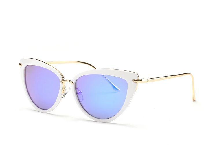 Pointed Tip Metal Temple Luxury Cat Eye Sunglasses