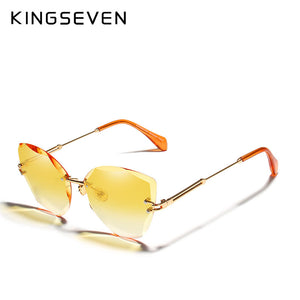 GORGEOUS Rimless Diamond Cutting Cat Eye Sunglasses