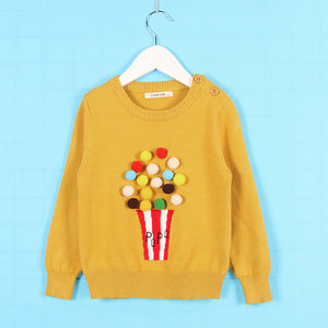 Cute Popcorn Pompom Knitted Sweater 12M - 6T Sizes