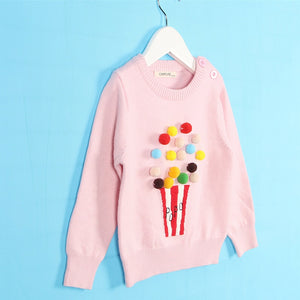 Cute Popcorn Pompom Knitted Sweater 12M - 6T Sizes