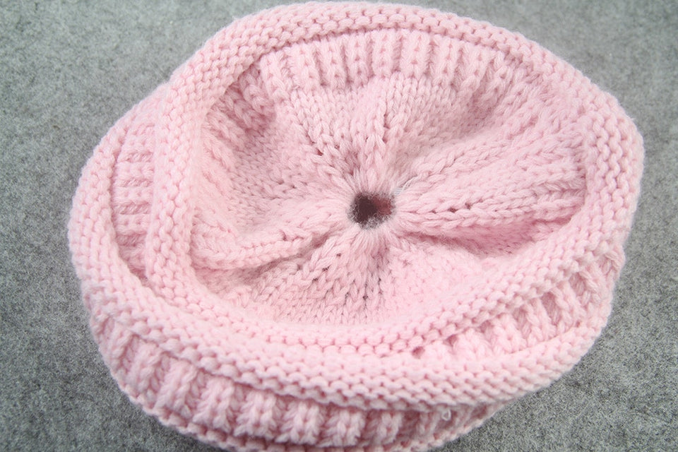 Ponytail Tight Knit Beanie
