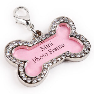 1PC Bone Shaped Diamond Personalized Engraved Pet Tag