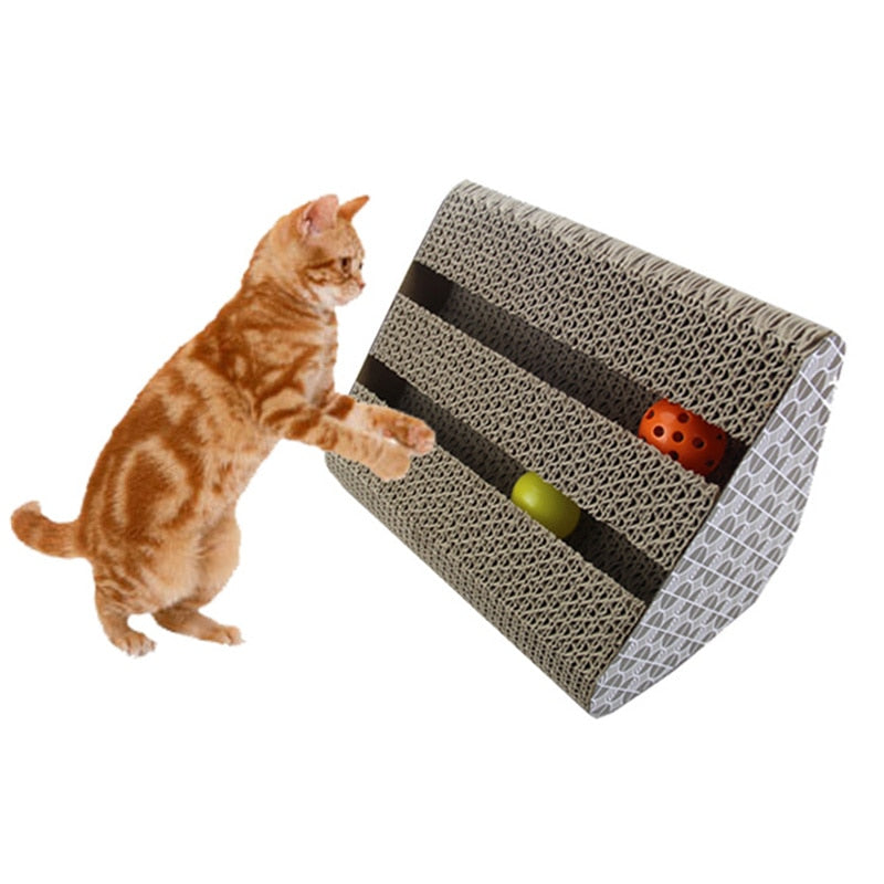 Interactive Toy Scratching Corrugated Board with Two Bell for Pet Training