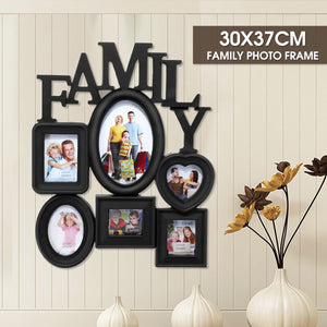 Black 6 Multi-sized Family Hanging Wall Photo Frame  30x37cm