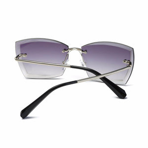 Rimless Diamond Cutting Lens Cat Eye Sunglasses