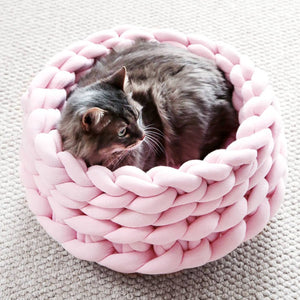 Handmade Soft Cotton Knitted Cat Bed Basket