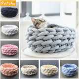 Handmade Soft Cotton Knitted Cat Bed Basket
