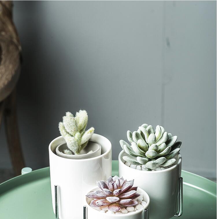 Nordic Style Iron Frame Plant Holder with Ceramic Planter
