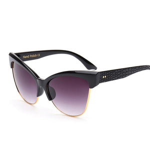 Semi-Rimless Luxury Cat Eye Sunglasses