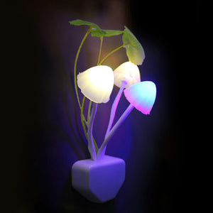 Colorful Mushroom LED Lamp EU & US Plug Light Sensor AC110V-220V 3 LED