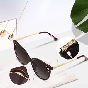 Elegant Rhinestone Temple Cat Eye Sunglasses