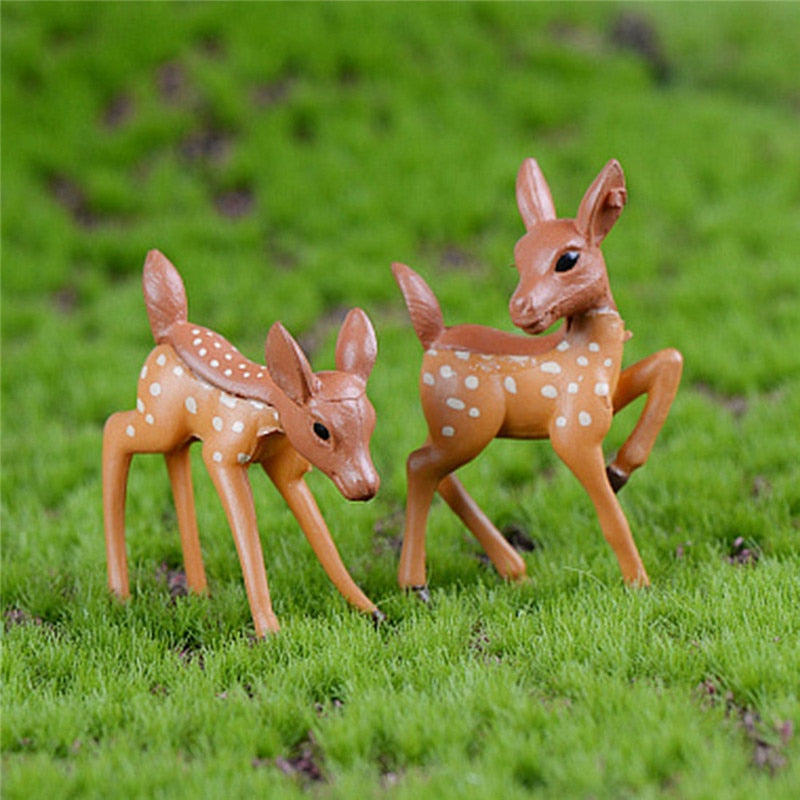 2pcs/Set Artificial Mini Sika Deer Fairy Garden Miniatures