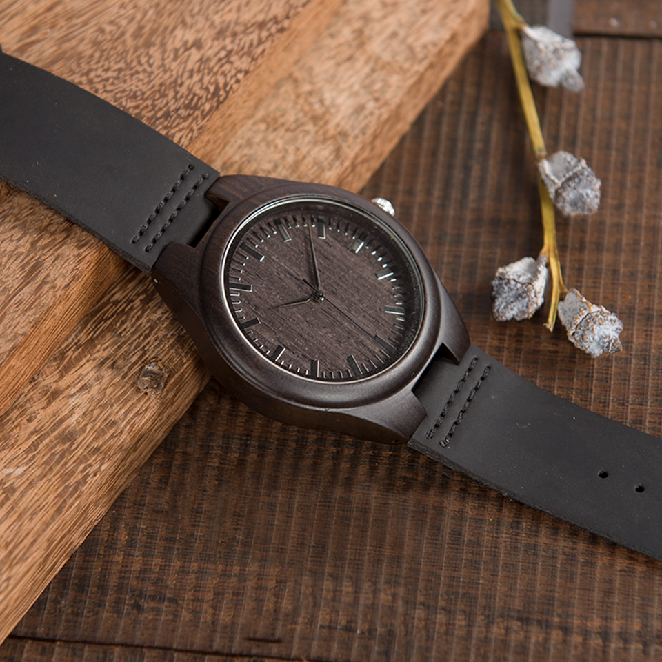 The Love Between for Grandson and for Grandfather Black Wooden Watch