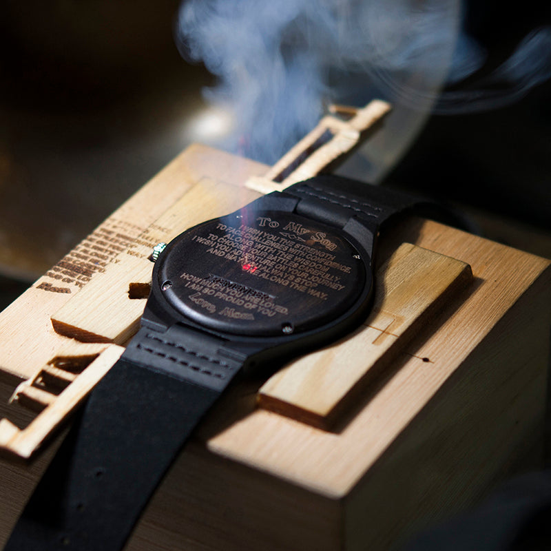 Believe in Yourself from Dad to Son Black Wooden Watch