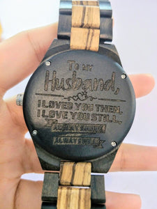 I Love You For Husband Brown Wooden Watch