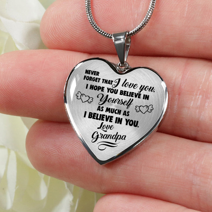 Heart Shaped Grandfather Gifts Necklace to Grandchildren
