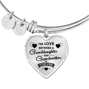 The Love Between for Granddaughter and for Grandma Heart Bangle