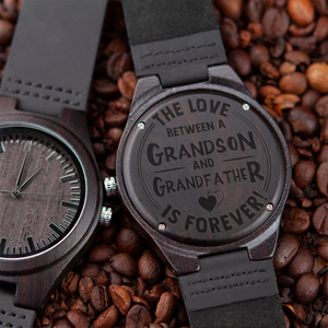 The Love Between for Grandson and for Grandfather Black Wooden Watch