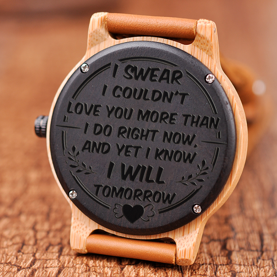 Love You More Than I Do for Girlfriend Wooden Watch