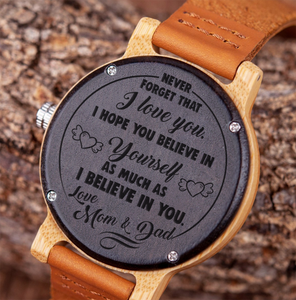 Believe in Yourself for Daughter from Mom and Dad Wooden Watch