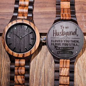 I Love You For Husband Brown Wooden Watch