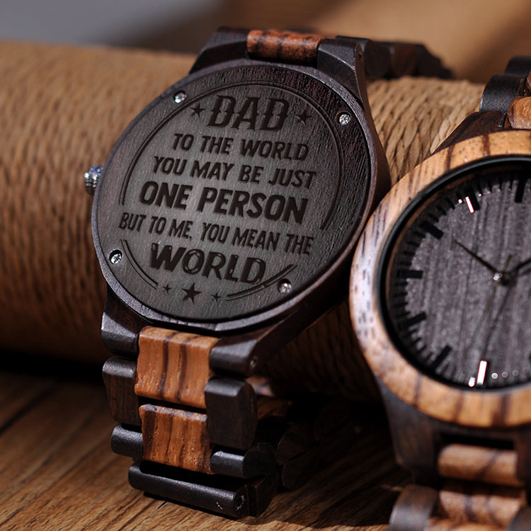 You Mean the World for Dad Brown Wooden Watch